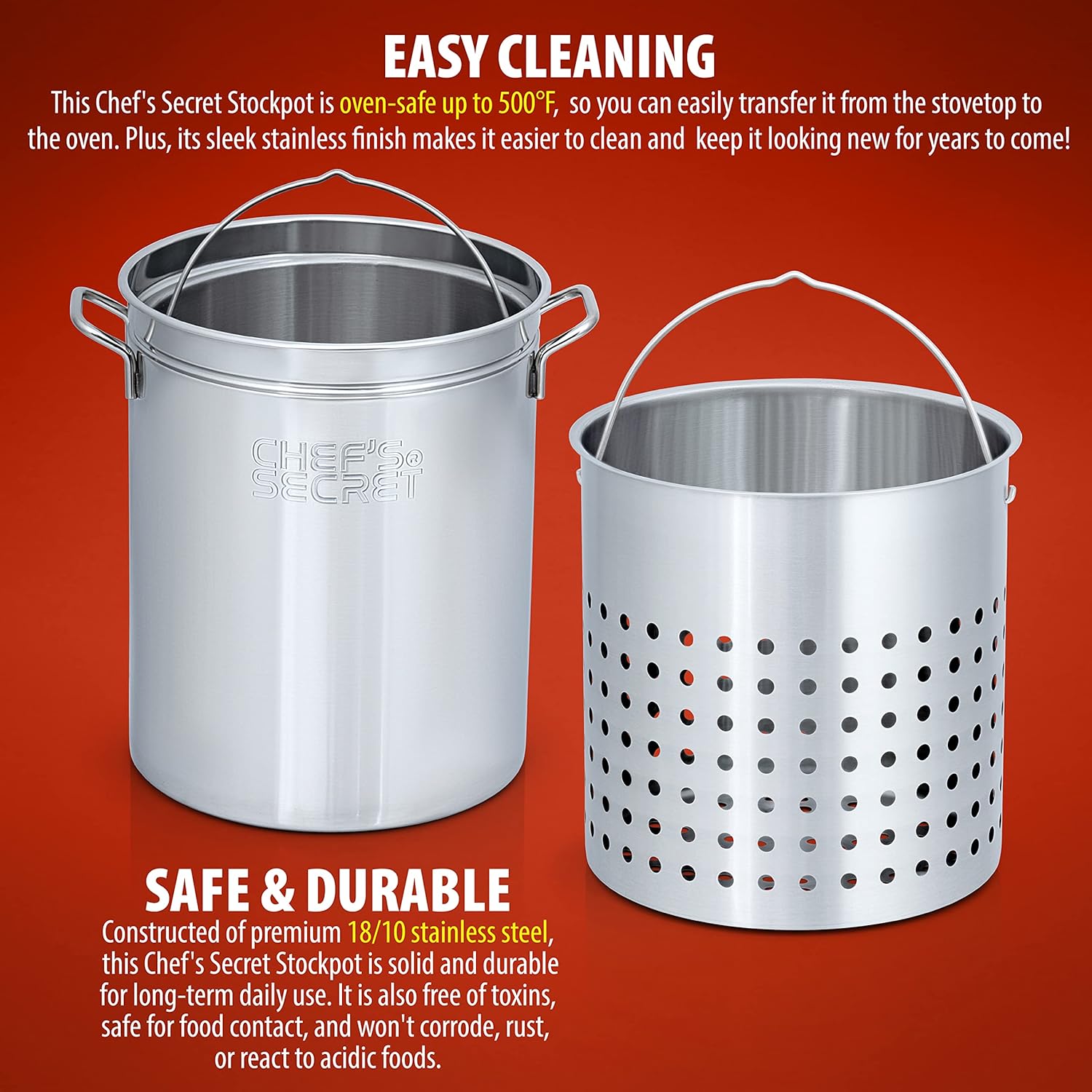 Chefs Secret 44 Quart Stockpot with Basket