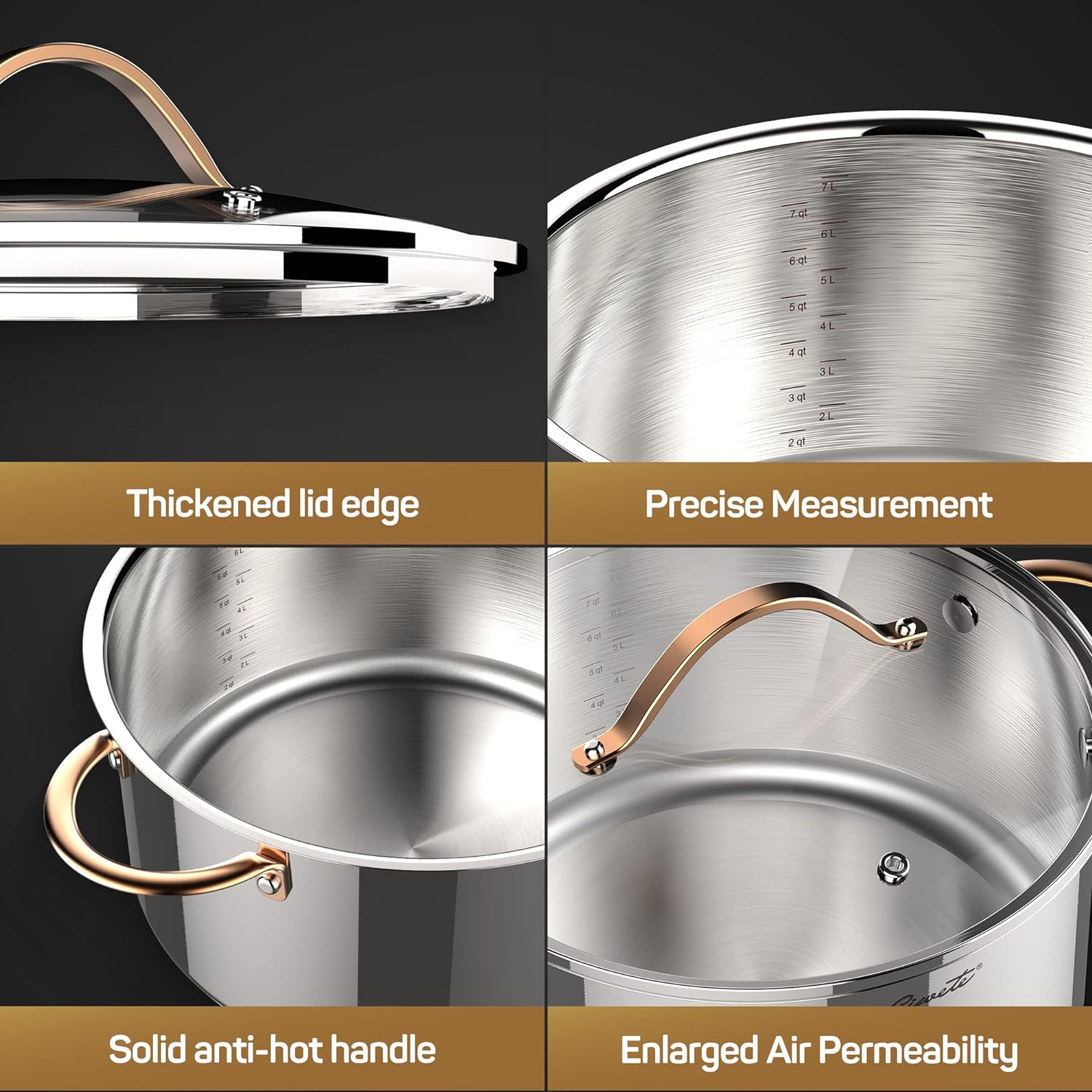 Ciwete 8 Quart 12 Quart Stock Pot Set