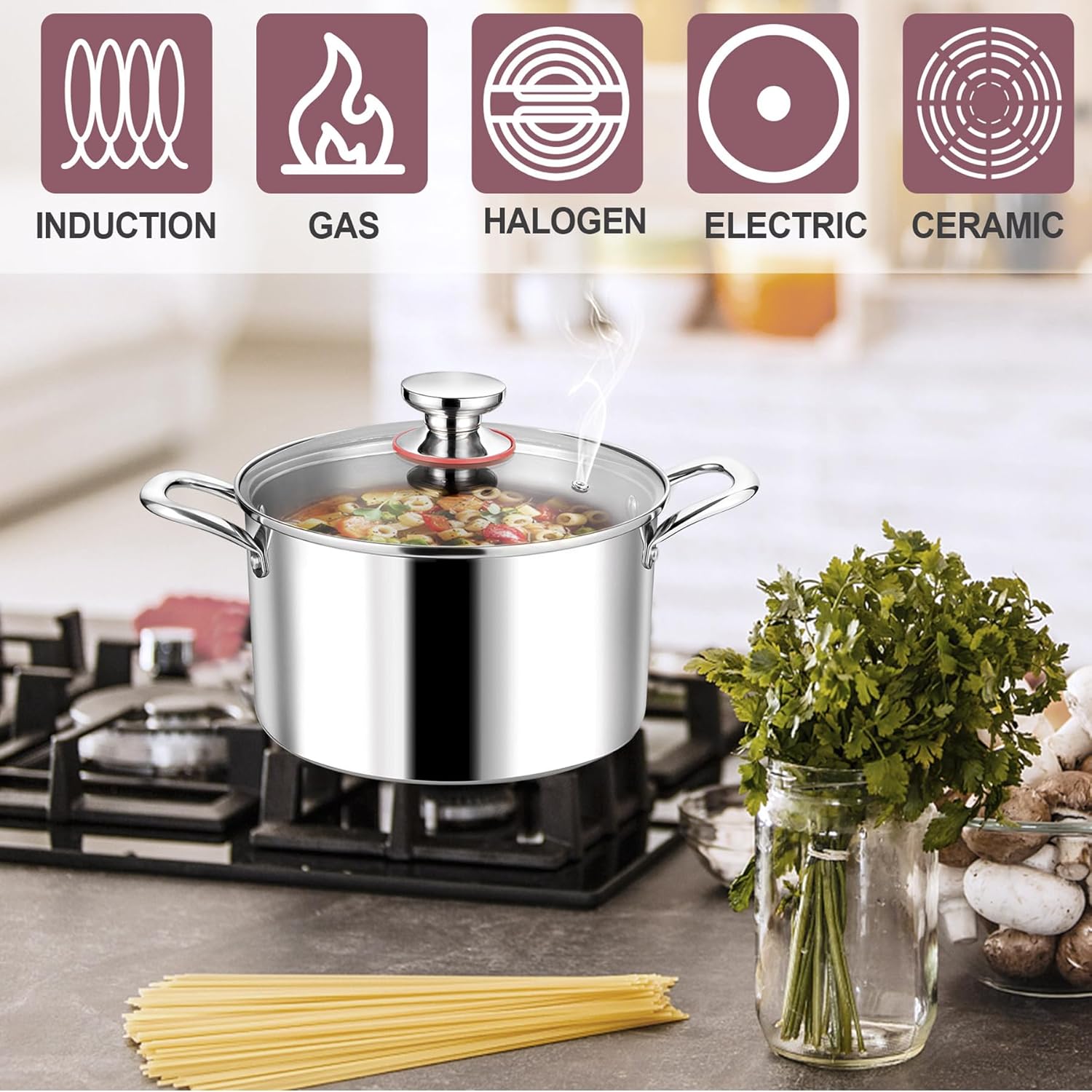 LIANYU 6QT Stainless Steel Stockpot with Lid 1