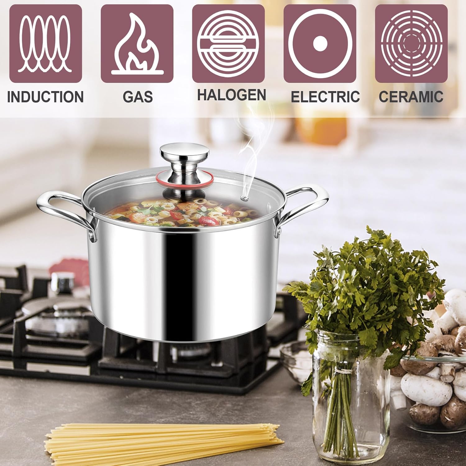LIANYU 8QT Stainless Steel Stock Pot with Lid 1