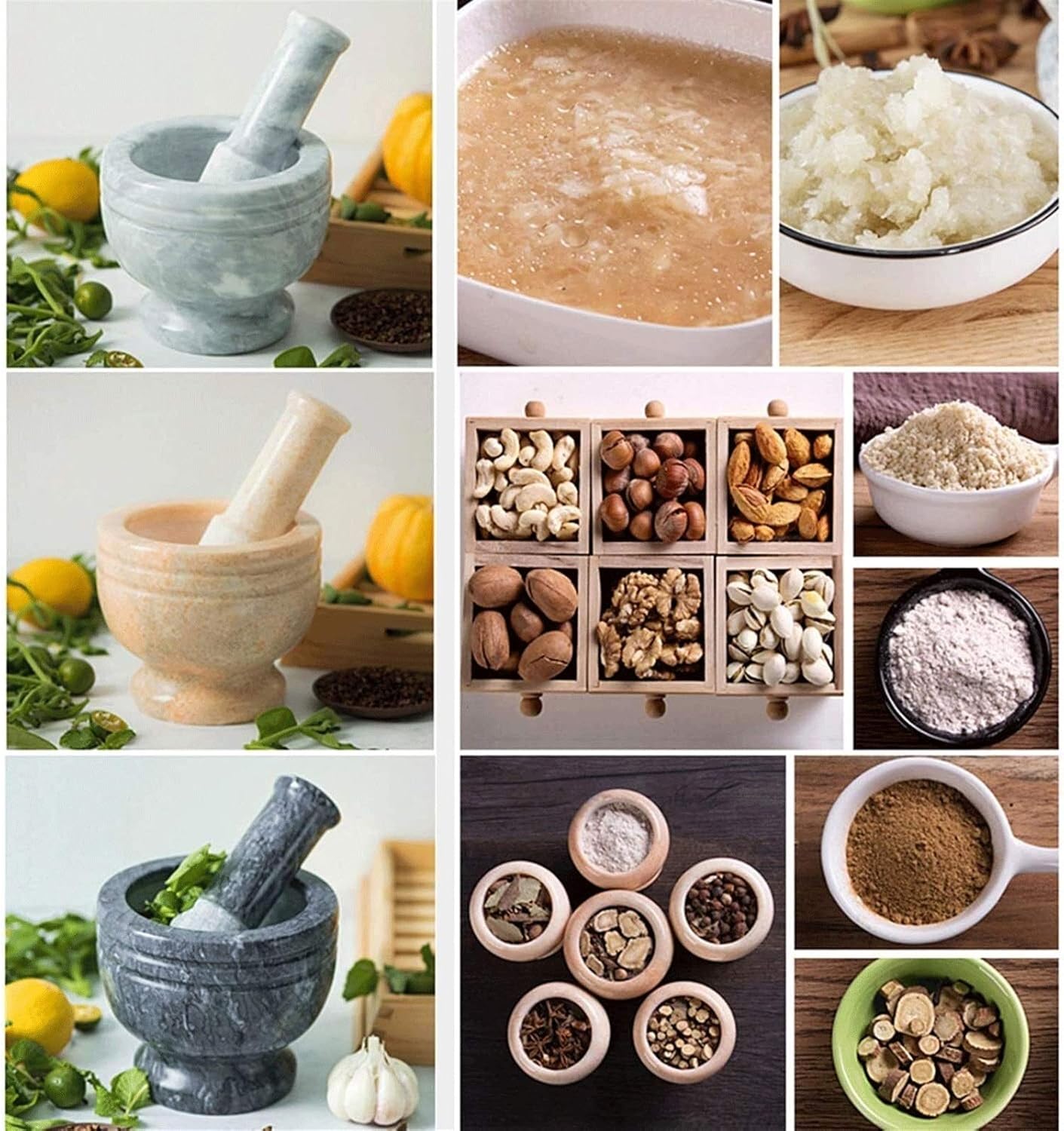 KJLY Marble Pestle Mortar Set Durable Kitchen Tool