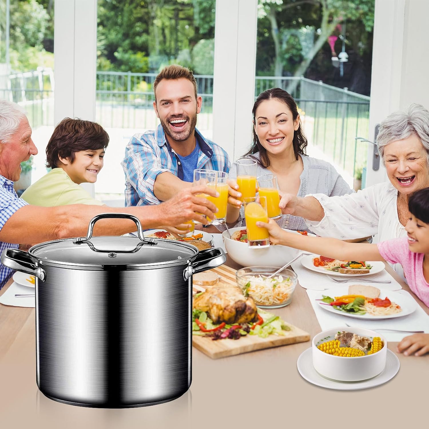 AIZYR 65L Stock Pot with Lid 304 Stainless Steel