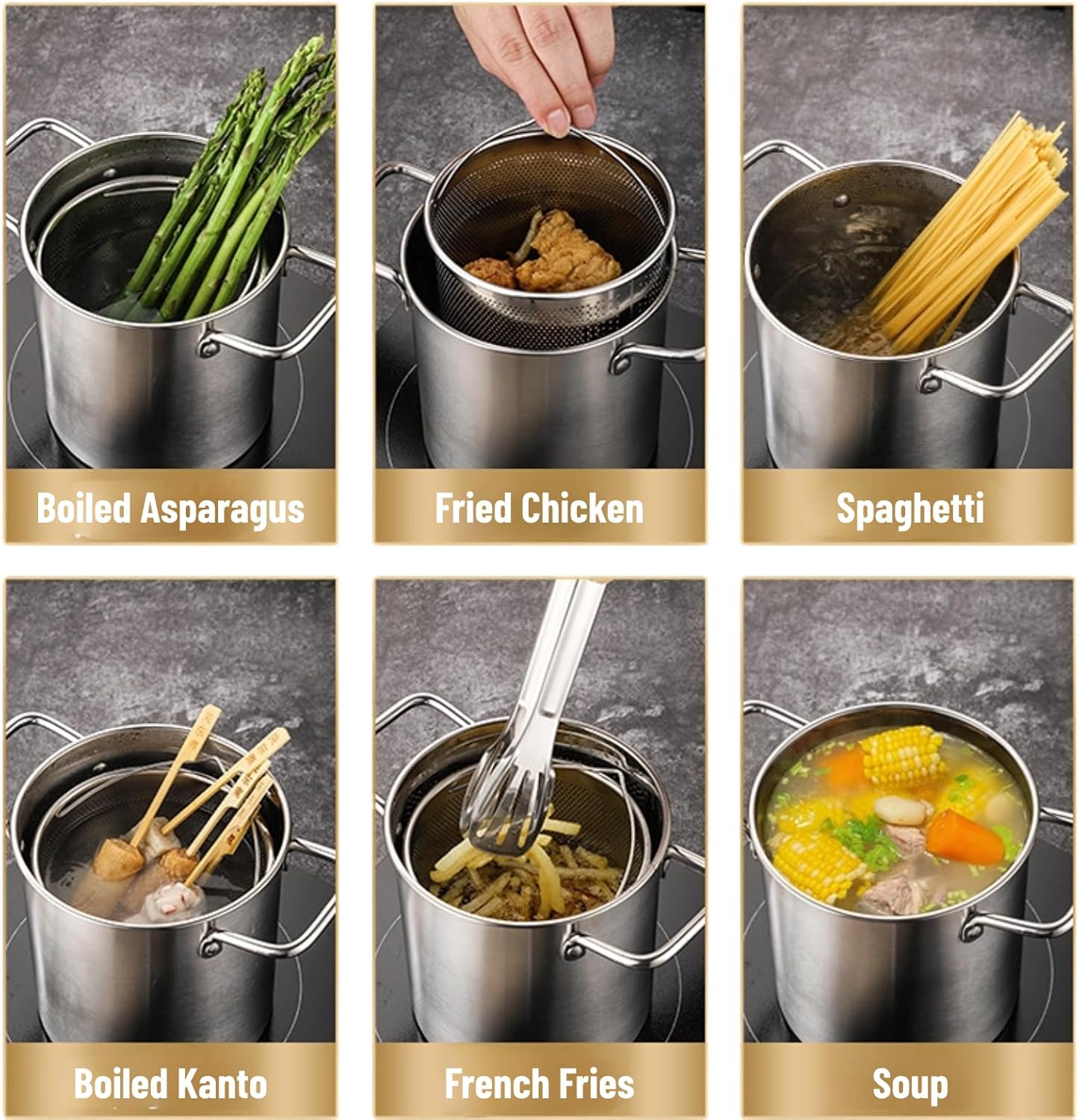 GOVNPJ Asparagus Pot with 4L Stainless Steel Steamer