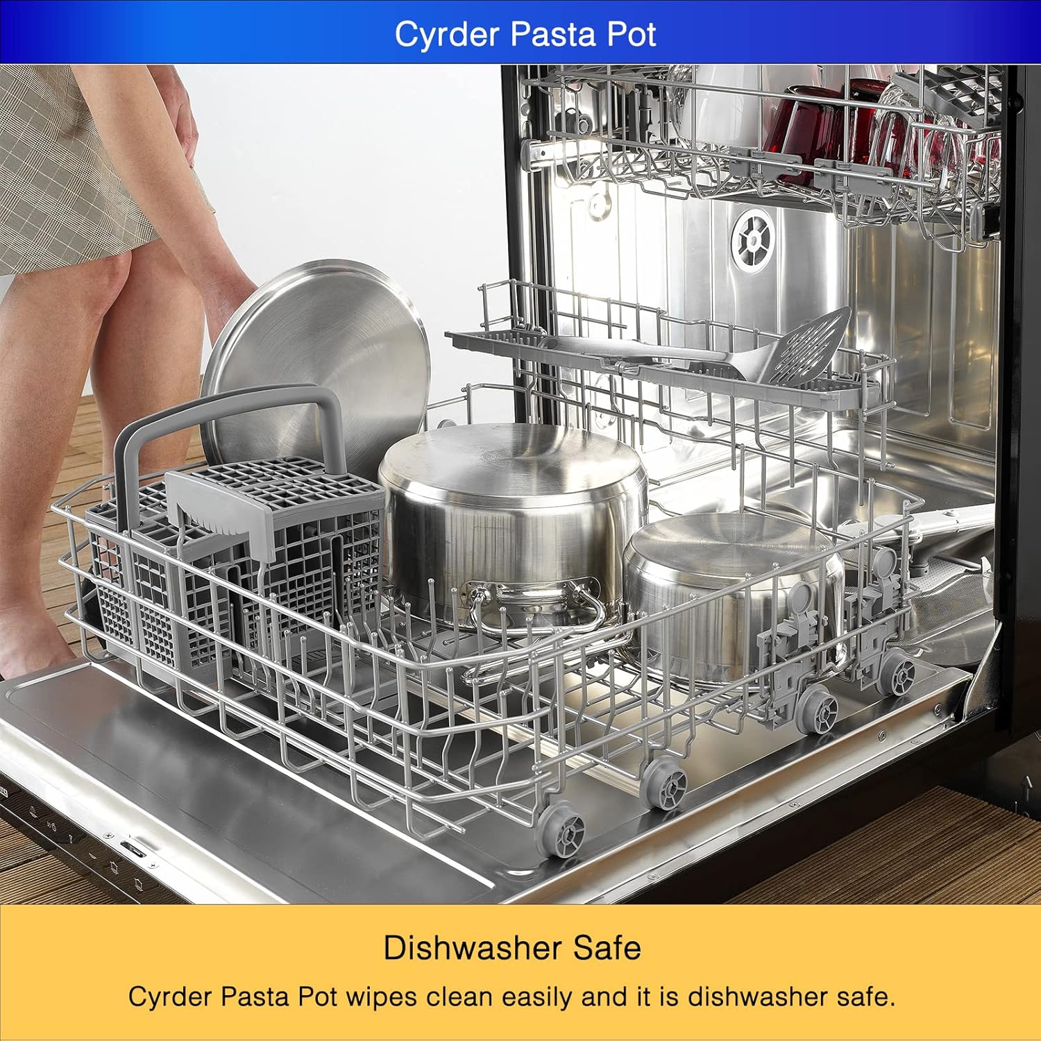 Cyrder 5 Quart Stainless Steel Pasta Pot with Strainer Lid 1