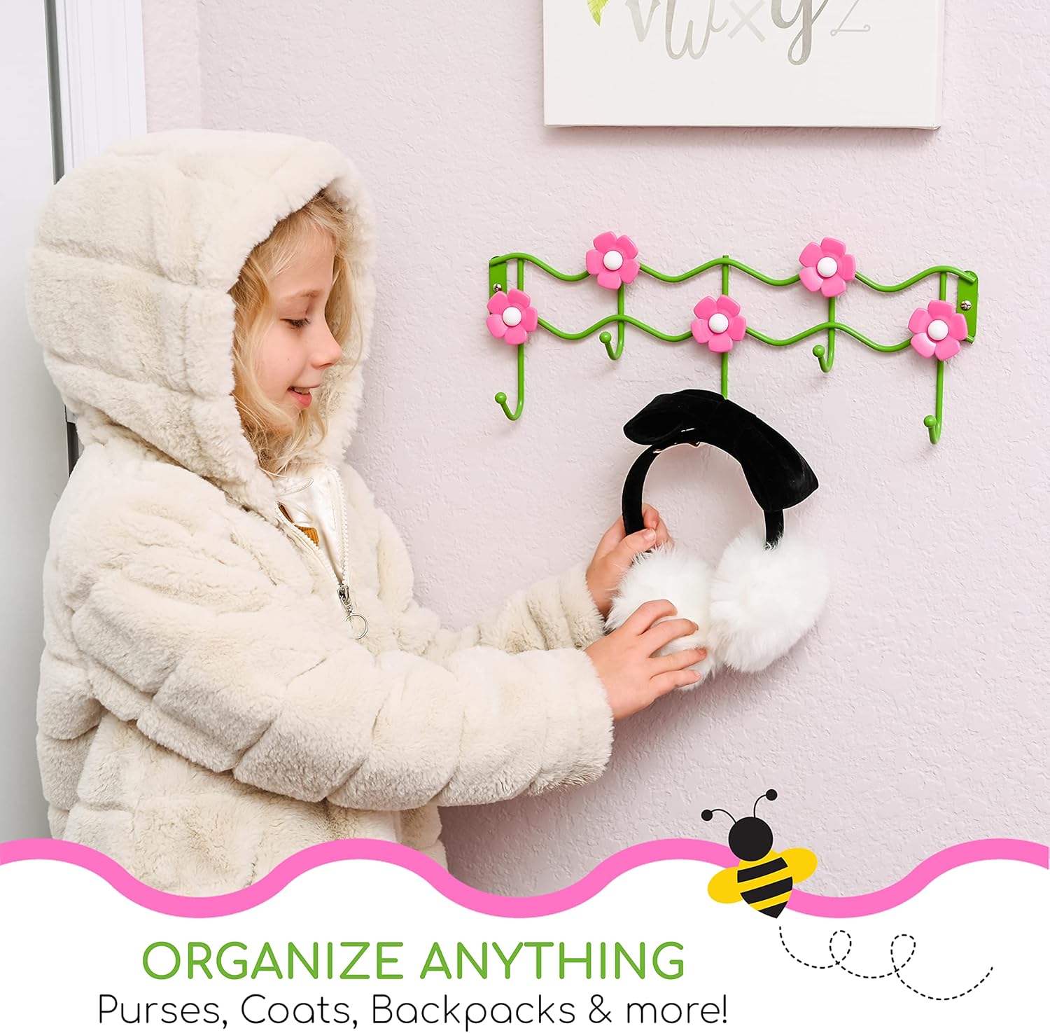 Galashield Flower Design Hook Rack for Kids Room
