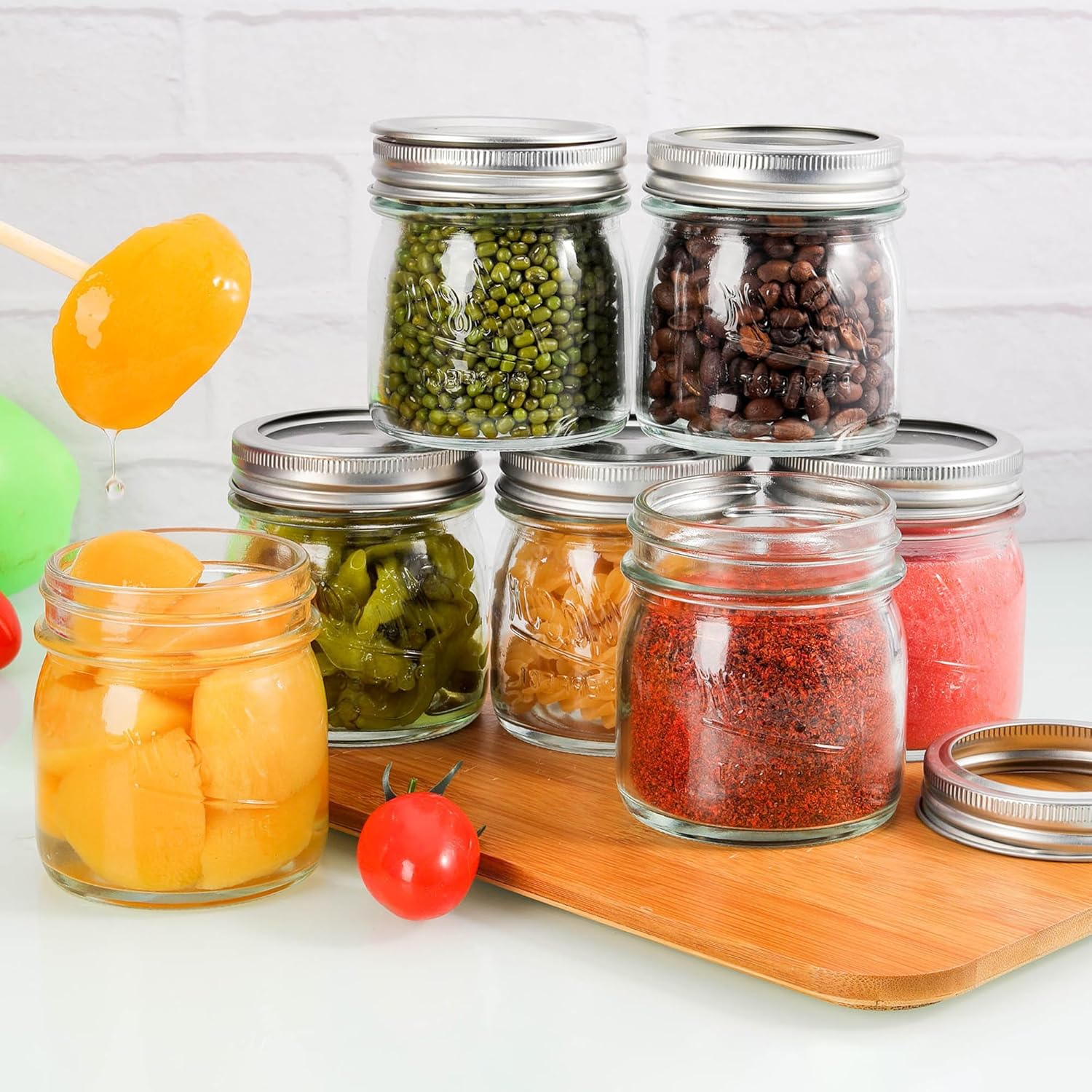 Tynatune 8 Oz Mason Jars 12 Pack with Lids and Bands