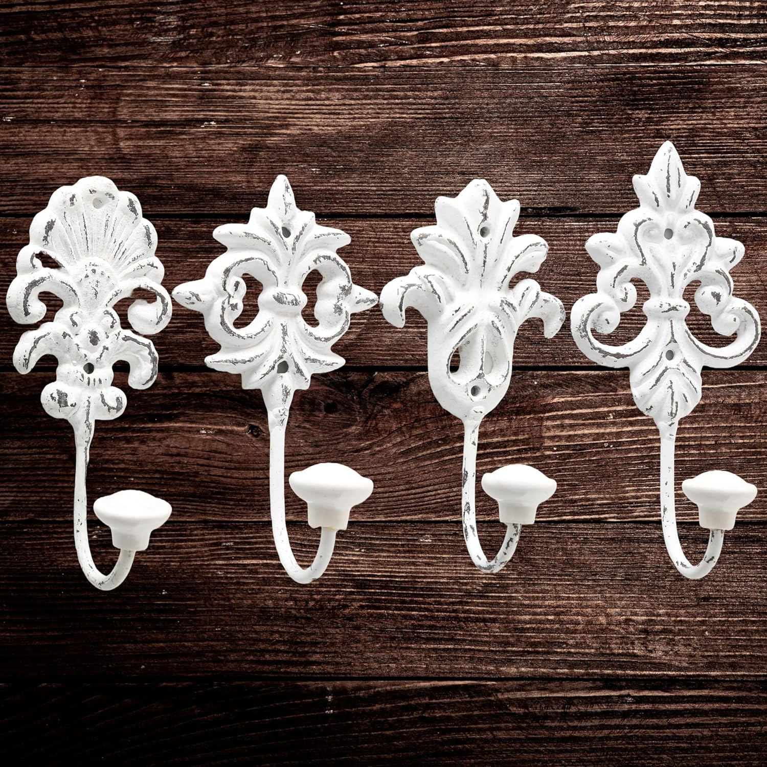 WHW Chateaux Fleur De Lis Wall Hooks Set of 4