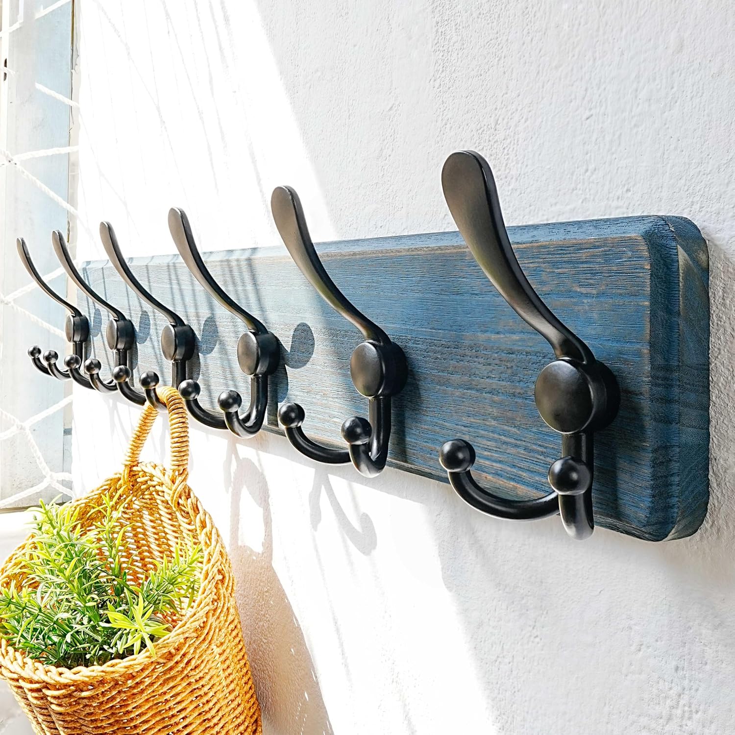 Dseap Wall Mounted Coat Rack 24 Long 6 Triple Hooks