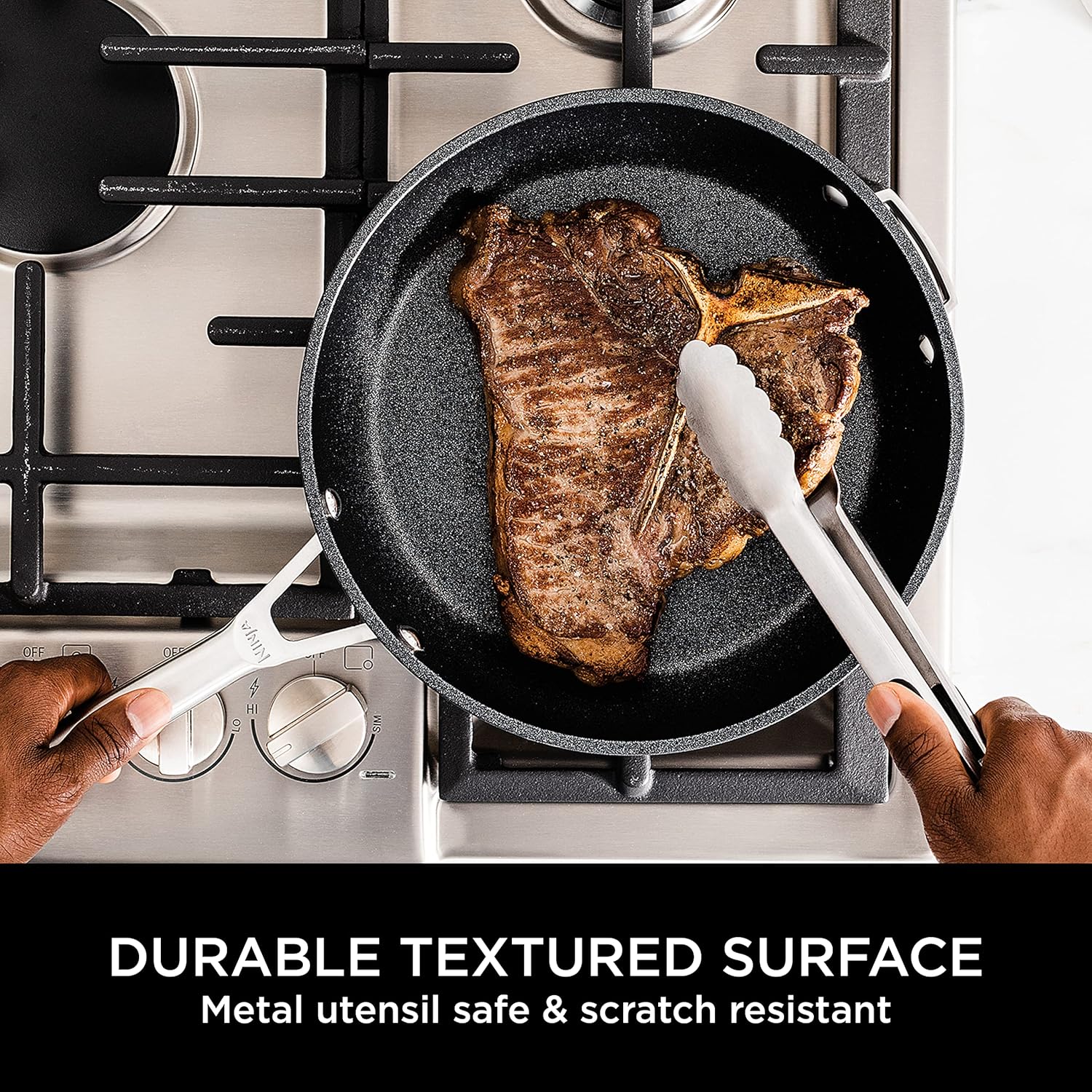 Ninja ZEROSTICK 3-Piece Stackable Saucepan Set Non-Stick Grey 16cm 18cm 20cm