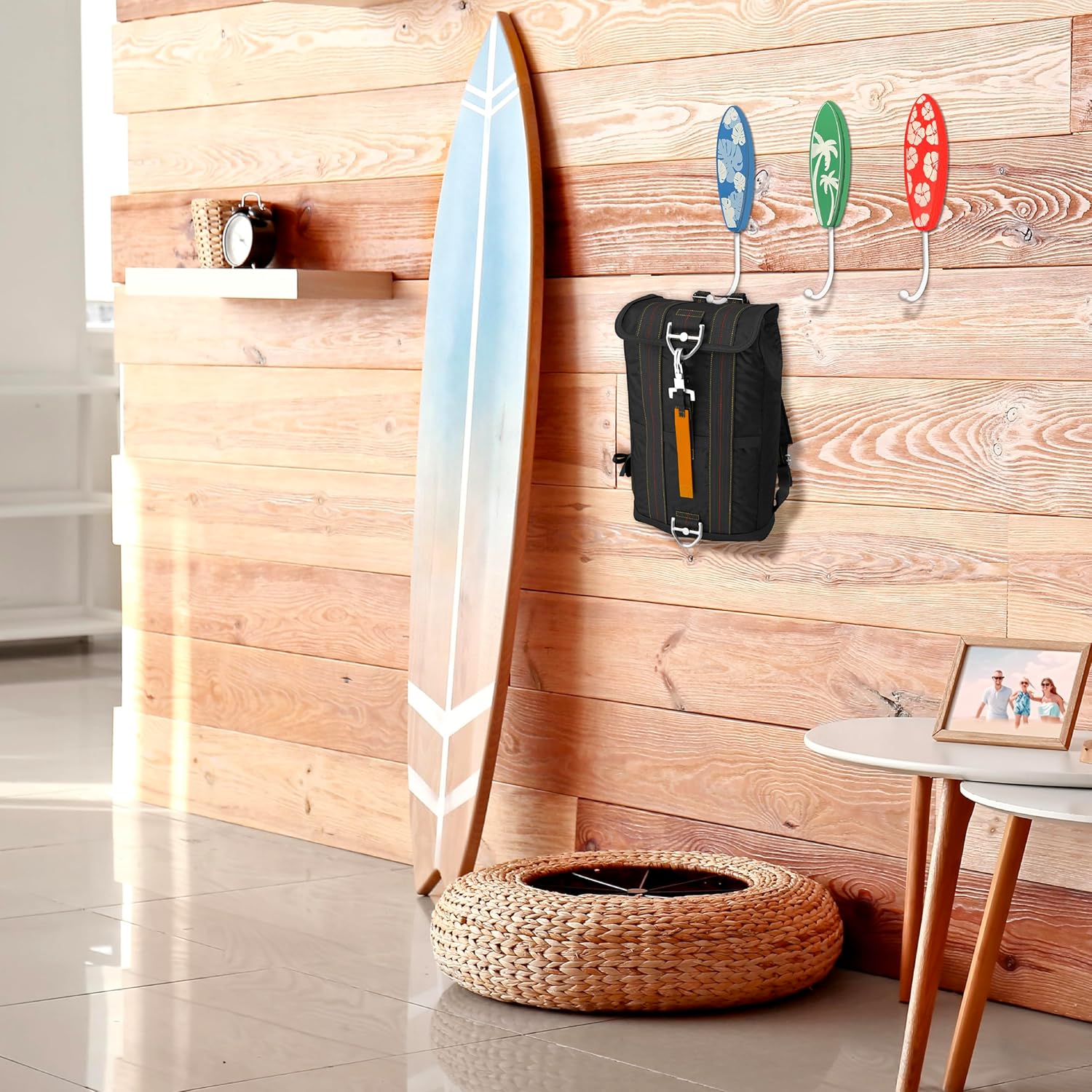 Tropical Surfboard Wall Hooks Set of 3