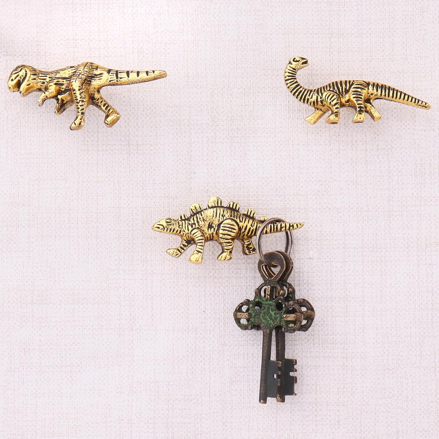 Indian Shelf 3 Piece Gold Dinosaur Wall Hooks for Kids