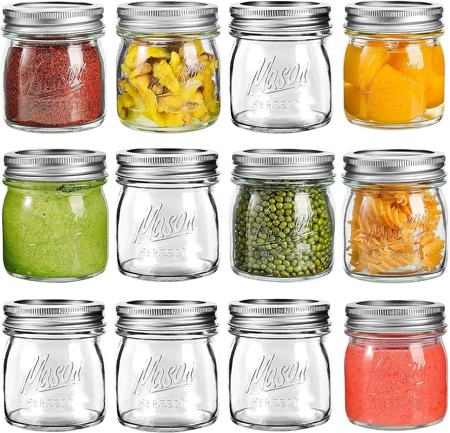 Tynatune 8 Oz Mason Jars 12 Pack with Lids and Bands