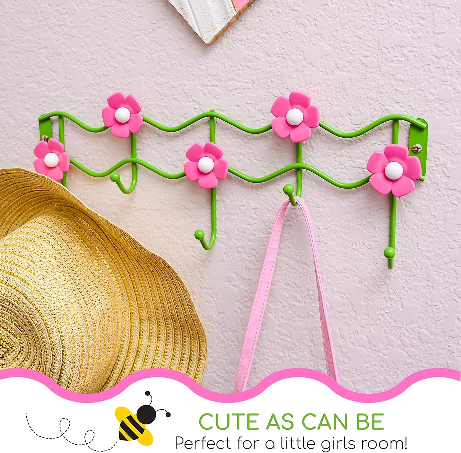 Galashield Flower Design Hook Rack for Kids Room