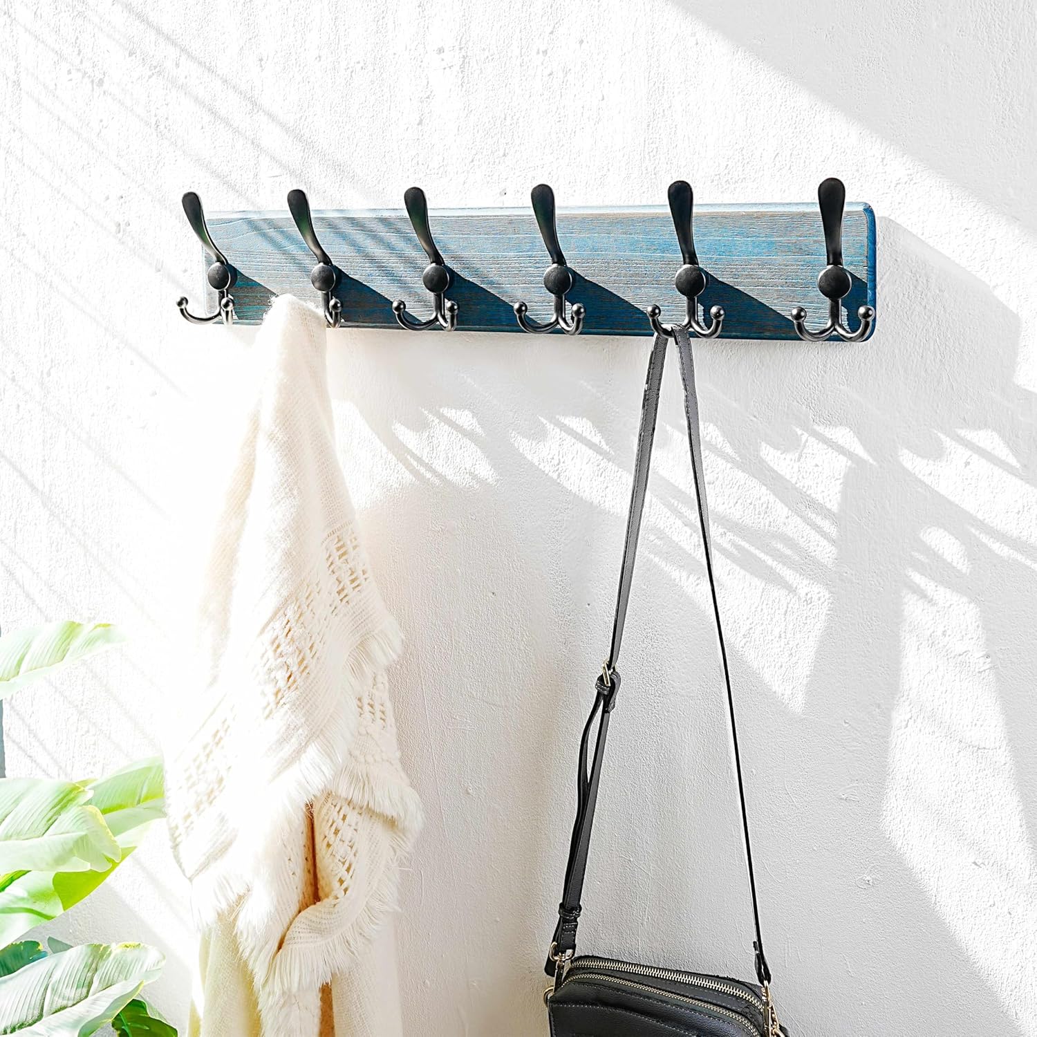 Dseap Wall Mounted Coat Rack 24 Long 6 Triple Hooks