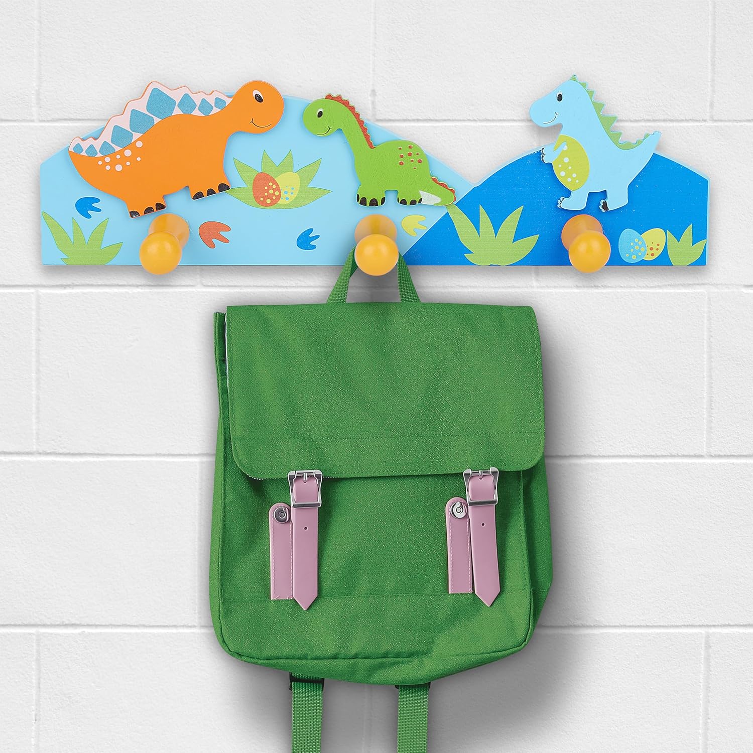 Kids Dinosaur Themed Triple Coat Hook Wall Hanger